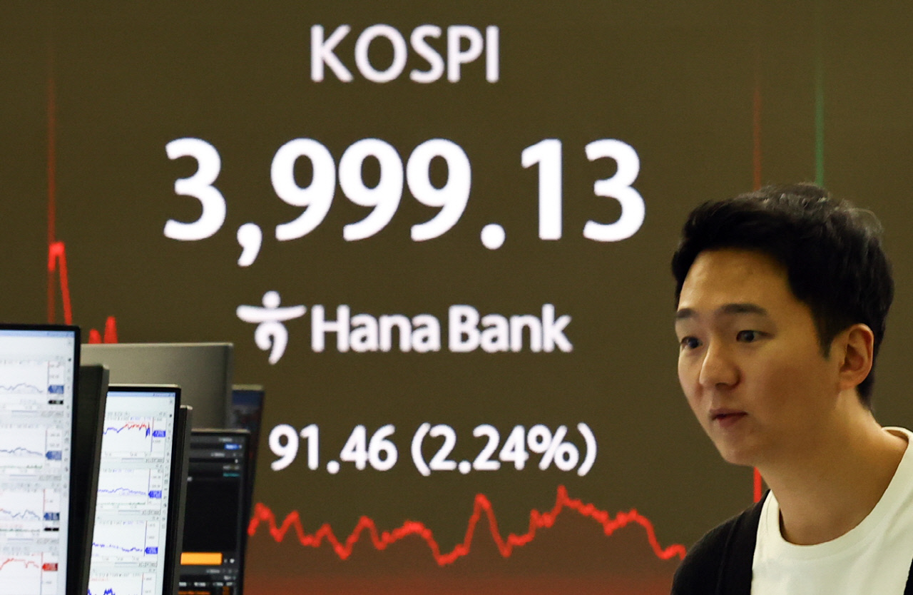 코스피, 결국 4000선 아래로...기관·외인 '쌍끌이 팔자'