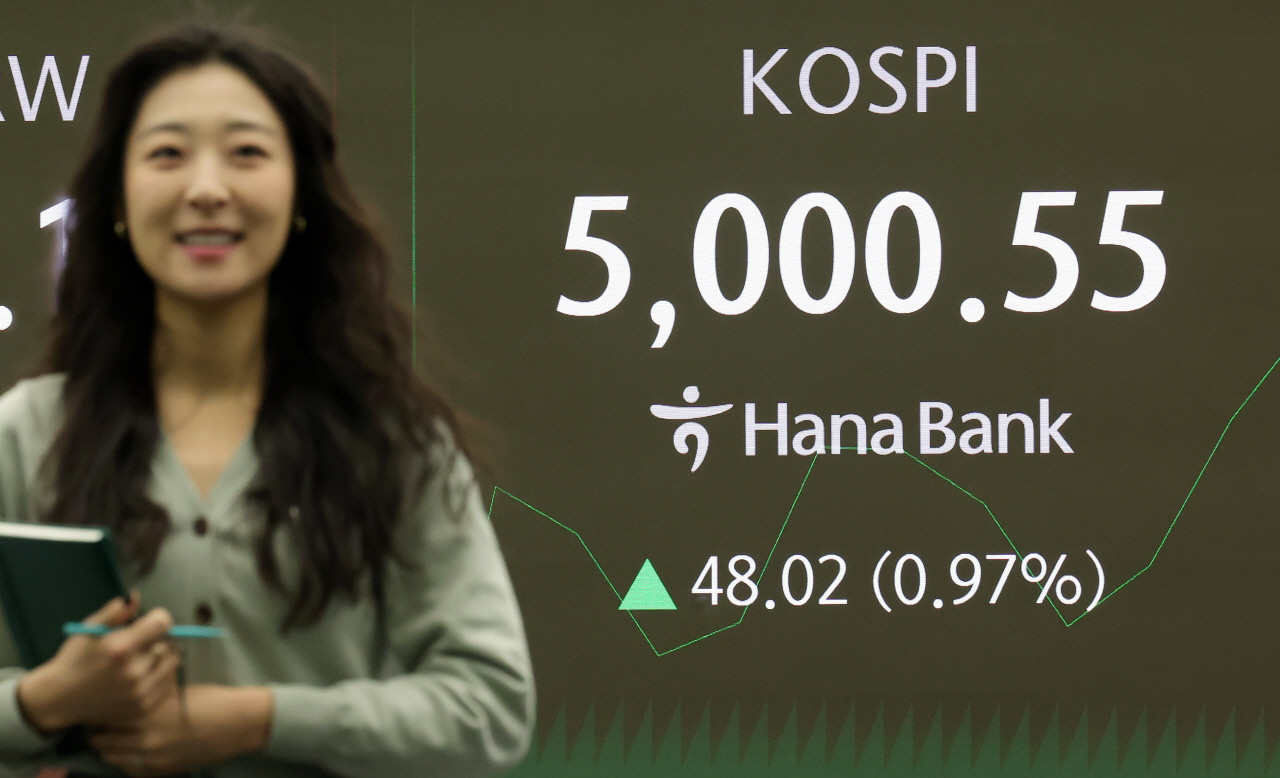 코스피, 하루 만에 5000선 재진입...장중 사상 최고치 경신