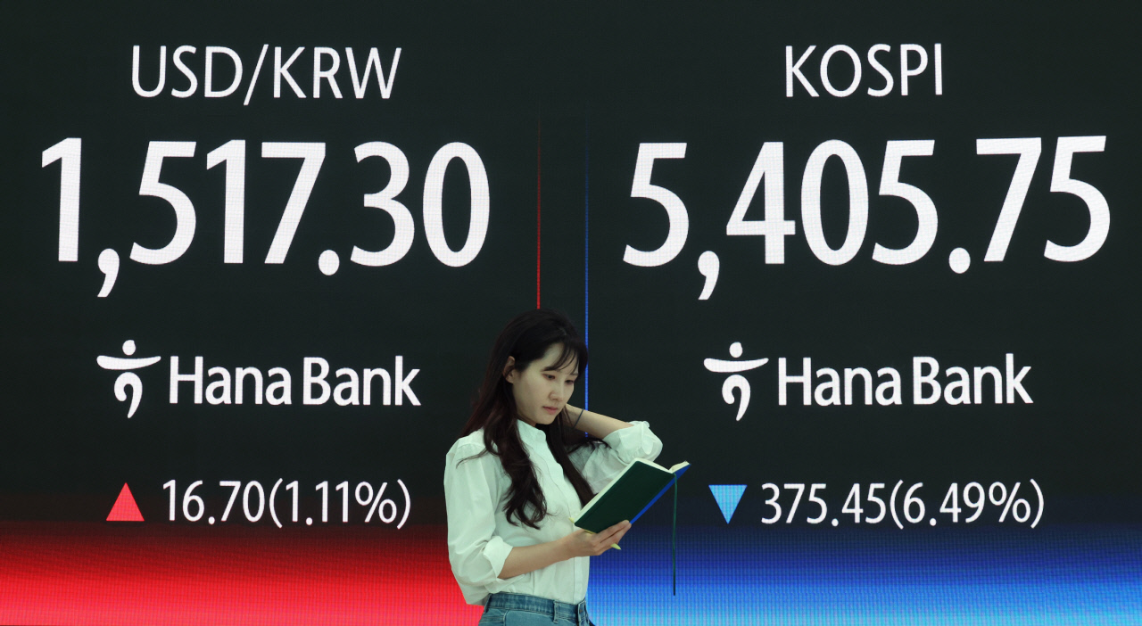 '검은 월요일' 맞은 코스피, 6.5% 급락...5400선까지 밀려