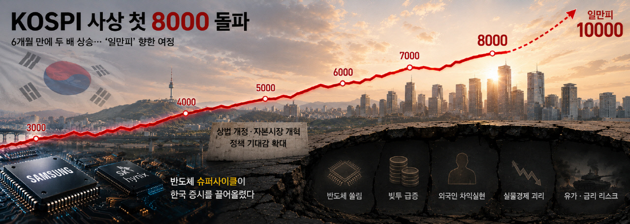 [이제 1만 간다] 팔천피의 힘…반도체·정책이 밀어 올린 코스피, 짙어지는 불안의 그림자