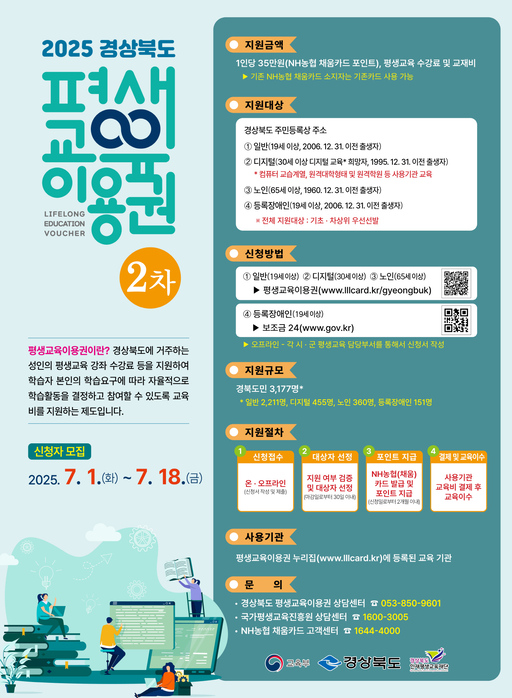 영덕군, 전 군민 대상 <b>평생교육이용권</b> 2차 접수 시작