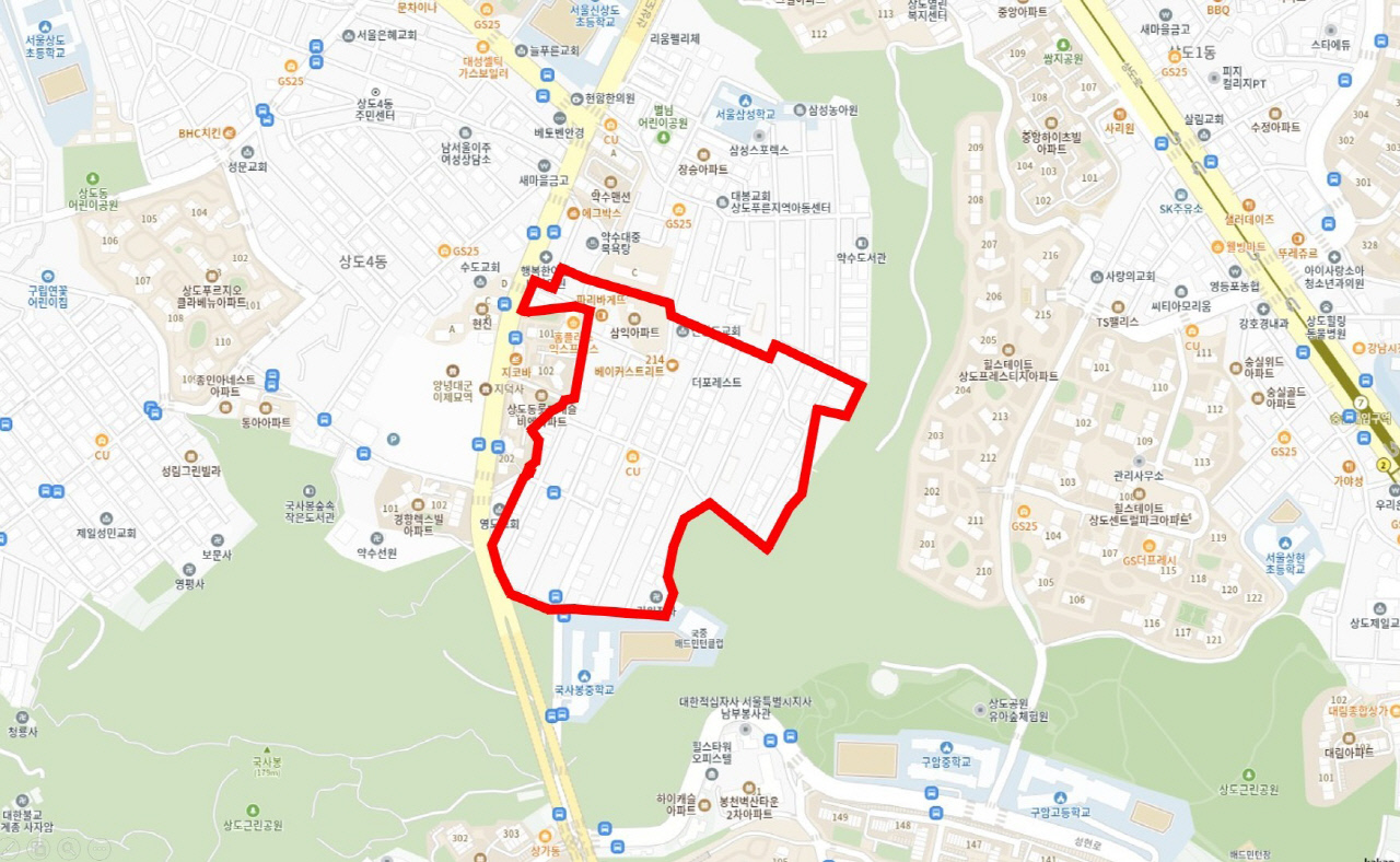 서울시, 동작구 상도동 214일대 등 반지하 밀집 취약지 8곳 재개발 후보지로