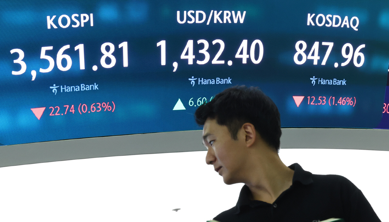 코스피, 3560선으로 밀려...'삼성전자' 하락에 이틀 연속 약세