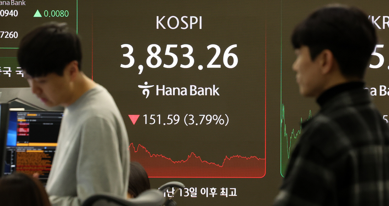 '검은 금요일' 코스피, 3.79% 급락...3800선으로 밀려