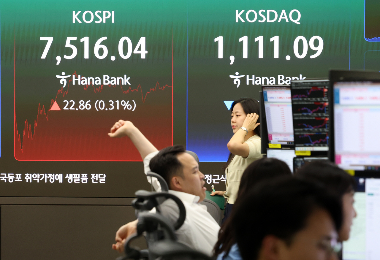 '롤러코스피' 7100 찍고 다시 7500선으로...삼성전자 3.8% 상승