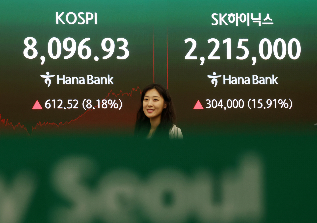 코스피, 하루 만에 8% 반등하며 8000선 회복...코스닥도 6% 강세