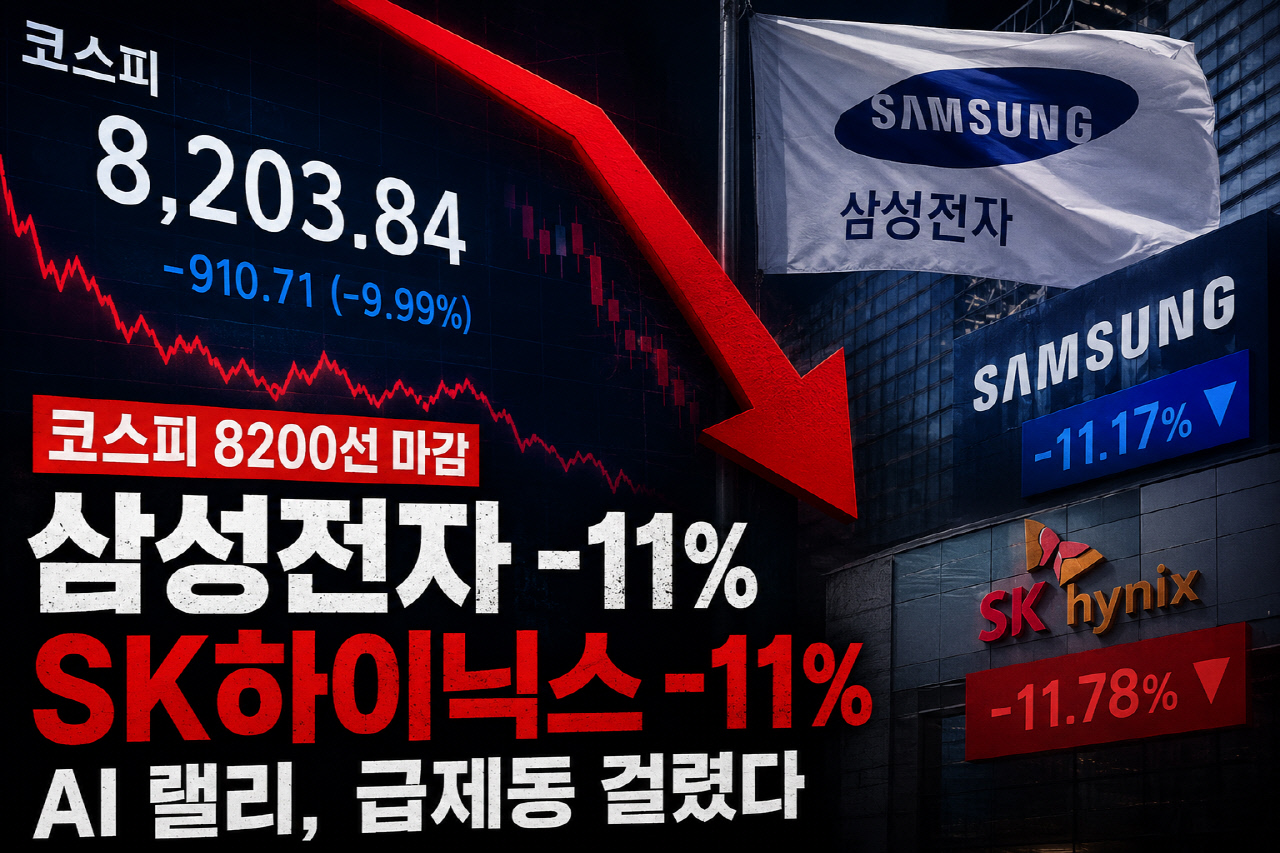 AI 랠리 급제동…삼성전자·하이닉스 동반 폭락 